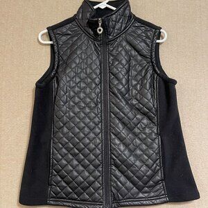 Tweeds Vest Women's Medium Black Quilted on Front Pockets Zipper